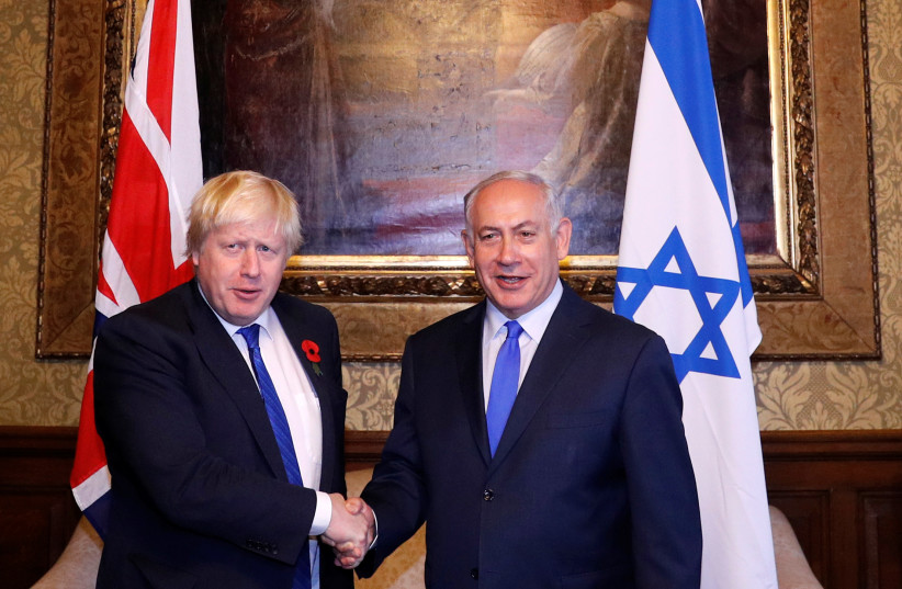 Benjamin Netanyahu and Boris Jonhson in London, November 2, 2017. (photo credit: DARREN STAPLES/REUTERS)