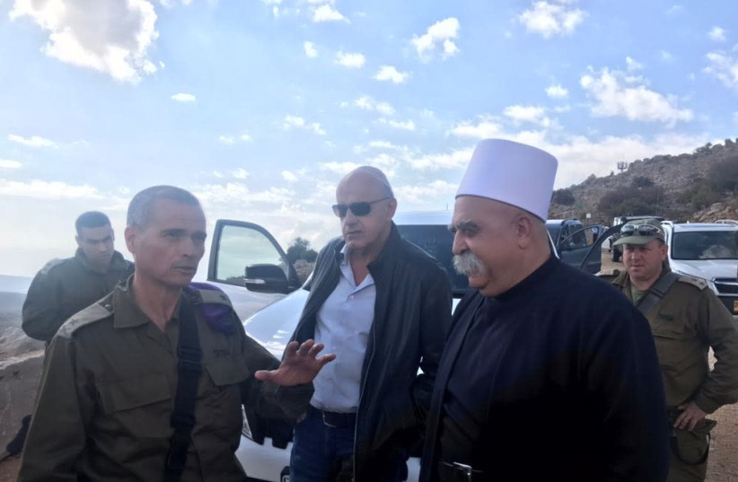 IDF Northern Command Commander Maj.-Gen. Yoel Strick and Druze Sheikh Muafik Tarif (photo credit: Courtesy)
