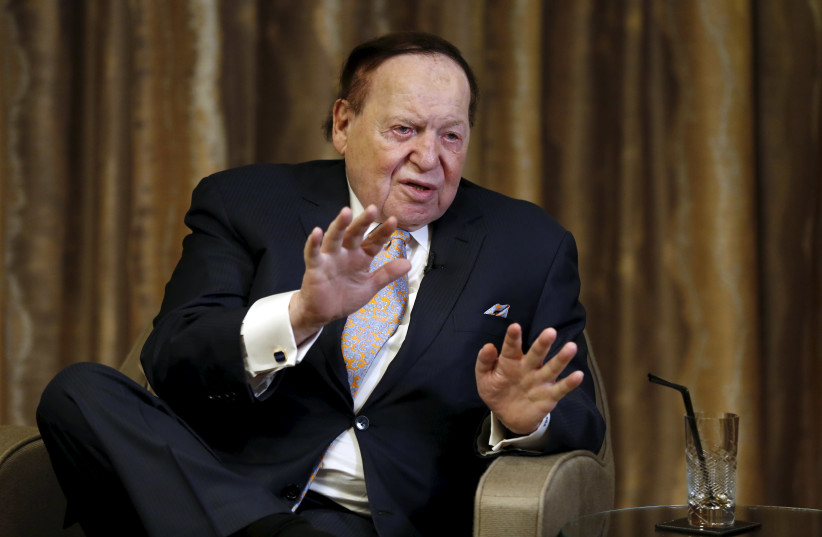 Sheldon Adelson speaks during an inteview (photo credit: REUTERS/TYRONE SIU)
