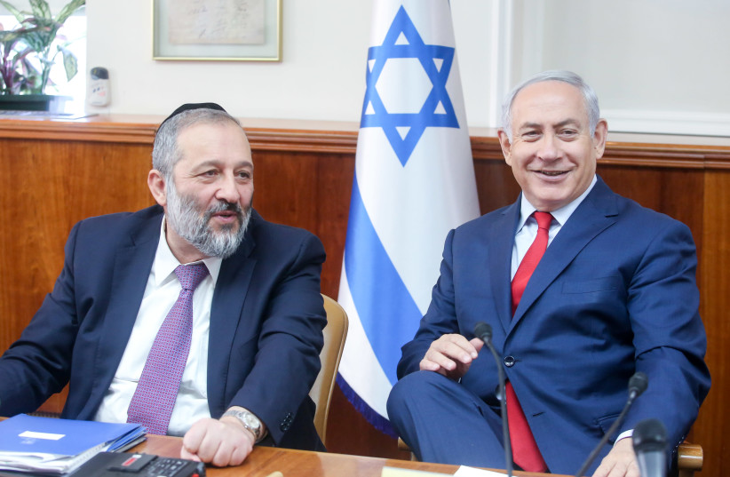 PM Benjamin Netanyahu and Shas party leader Arye Deri (photo credit: MARC ISRAEL SELLEM/THE JERUSALEM POST)