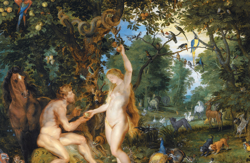A 1615 painting by Peter Paul Rubens and Jan Brueghel the Elder titled ‘The Garden of Eden with the Fall of Man.’ (photo credit: Wikimedia Commons)