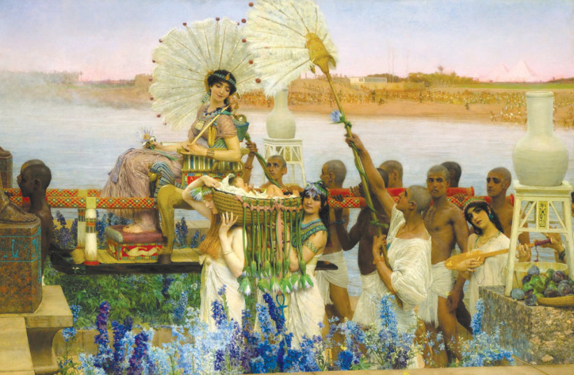 ‘THE FINDING of Moses’ (1904) by Dutch painter Lawrence Alma-Tadema (photo credit: Wikimedia Commons)