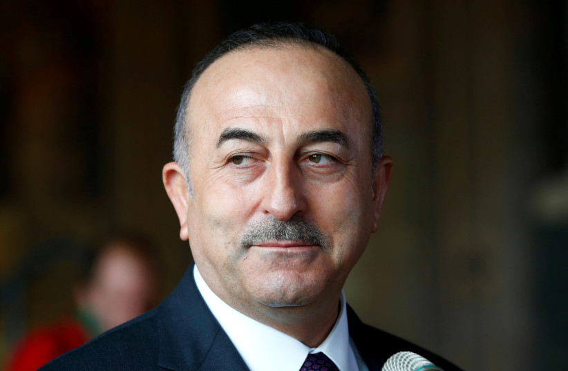Turkish Minister of Foreign Affairs Mevlut Cavusoglu attends a news conference in Goslar, Germany. (photo credit: REUTERS)