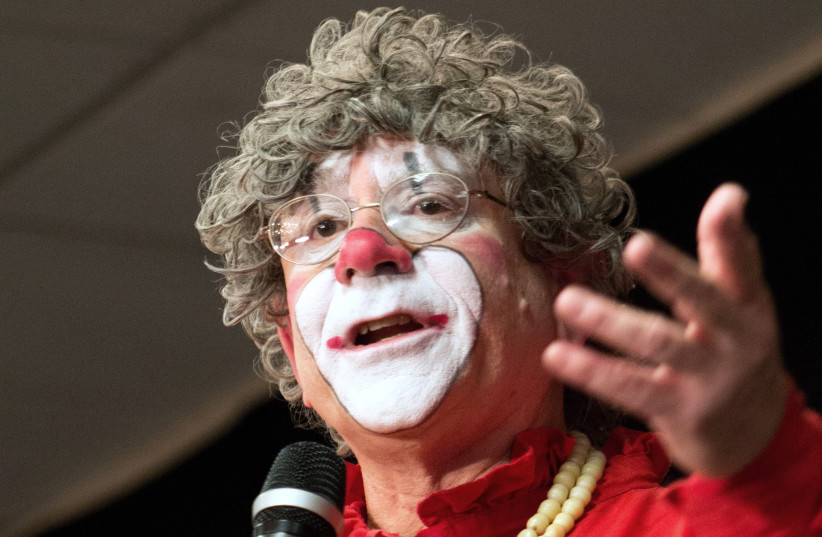 Well-known clown Barry Lubin (photo credit: DEREK R. HENKLE / AFP)