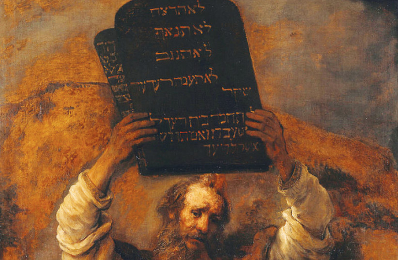 MOSES WITH the Ten Commandments is depicted in this 1659 painting by Rembrandt (photo credit: Wikimedia Commons)