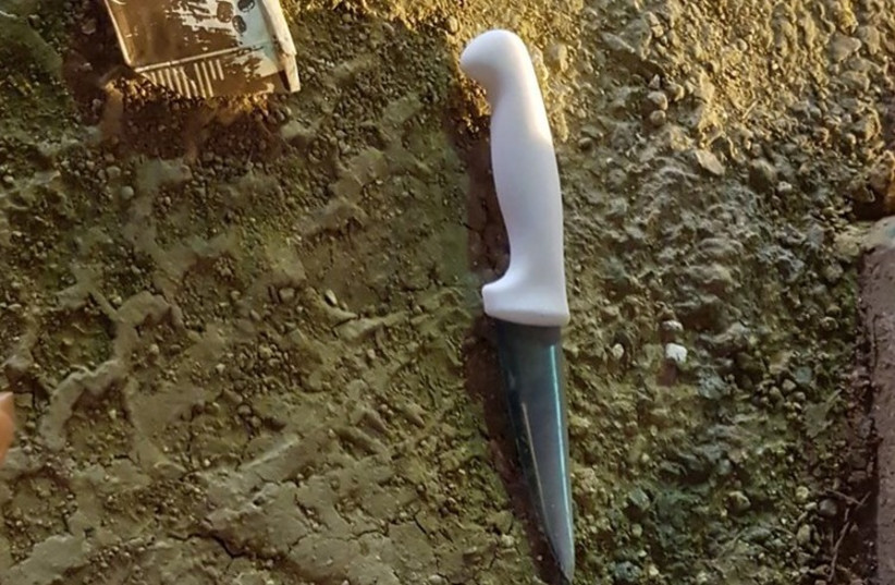The knife used in an attempted stabbing attack in the West Bank (photo credit: IDF SPOKESPERSON'S UNIT)