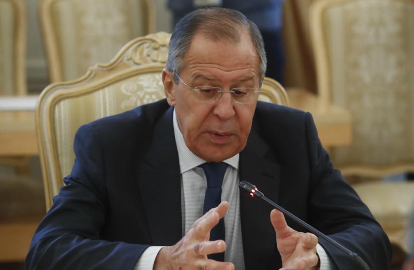 Russian Foreign Minister Sergei Lavrov attends a meeting in Moscow, Russia (photo credit: SERGEI KARPUKHIN/REUTERS)