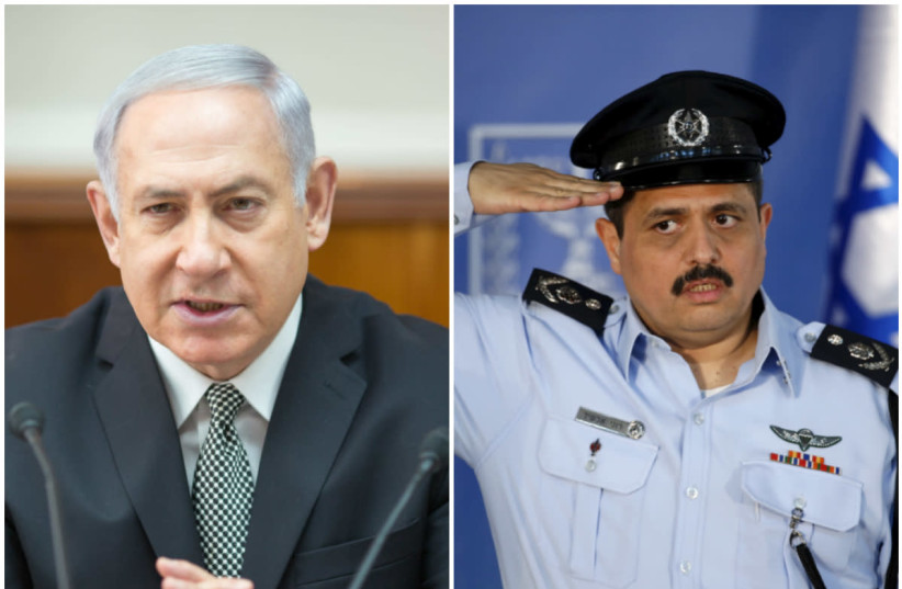 Prime Minister Benjamin Netanyahu and Police Chief Roni Alsheich (photo credit: EMIL SALMAN/POOL AND BAZ RATNER/REUTERS)