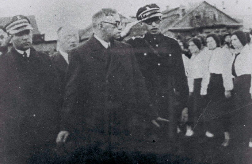 VLADIMIR JABOTINSKY (center left) visits Pinsk, Poland, in 1933 with Menachem Begin (right) (photo credit: GPO)