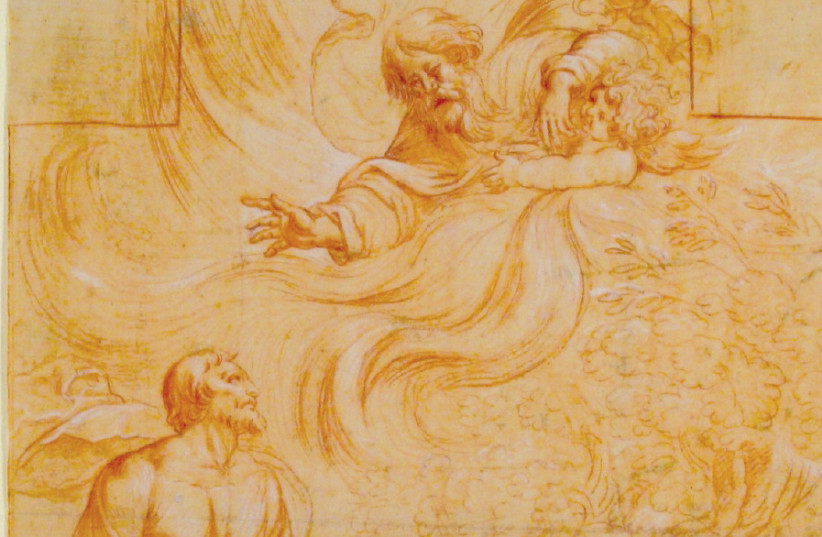 A DRAWING by Pierre Brébiette c. 1632 depicting God appearing to Moses (photo credit: Wikimedia Commons)