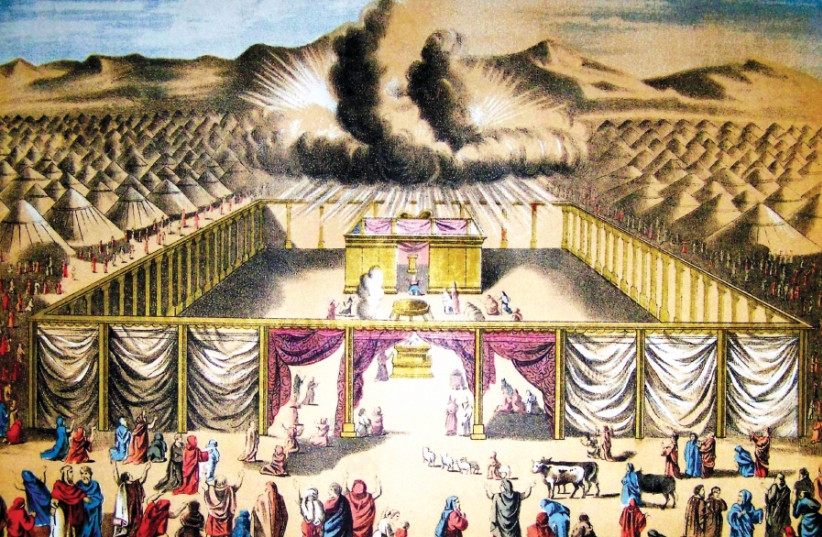 ‘THE TABERNACLE in the Wilderness,’ an illustration from the 1890 Holman Bible (photo credit: Wikimedia Commons)