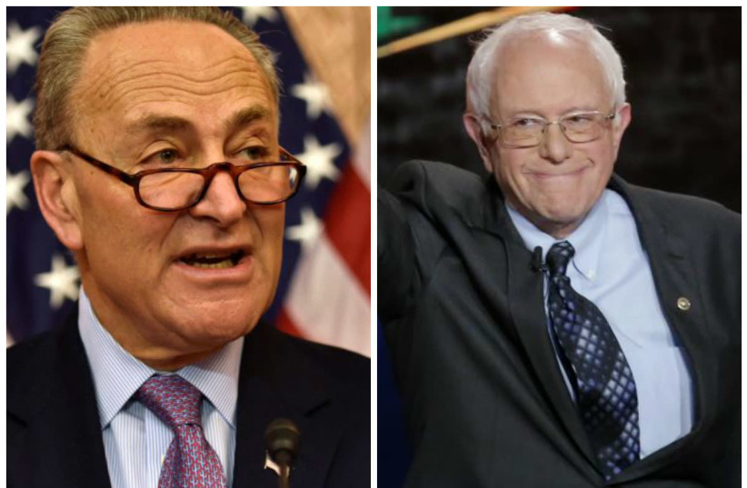Senators Chuck Schumer (D-NY) (L) and Bernie Sanders (I-VT) (R). (photo credit: REUTERS)