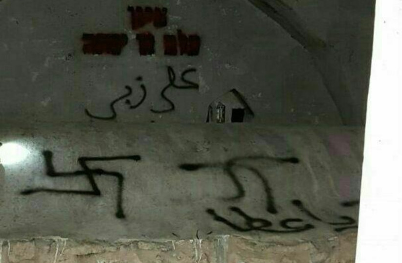 Biblical tomb vandalized with Swastikas in Palestinian village (photo credit: Courtesy)