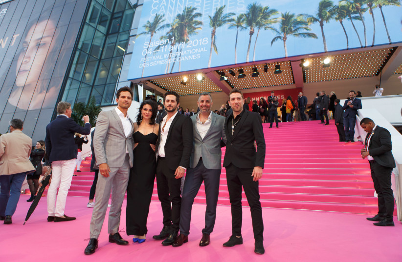 Israeli actors Dan Mor, Ninet Tayeb, Tomer Kapon, Omri Givon and Moshe Ashkenazi at Cannes (photo credit: KESHET)