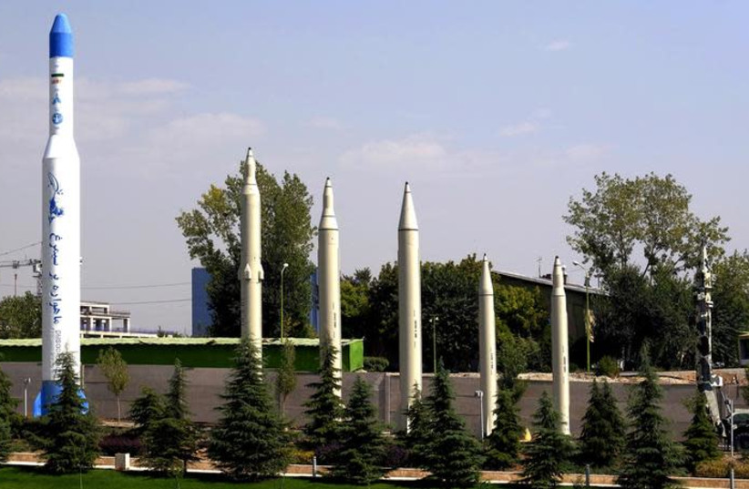 Iranian-made missiles are pictured at Holy Defence Museum in Tehran September 23, 2015 (photo credit: REUTERS/RAHEB HOMAVANDI)