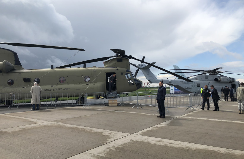 Boeing's Chinook Helicopter alongside the CH-53K (credit: ANNA AHRONHEIM)