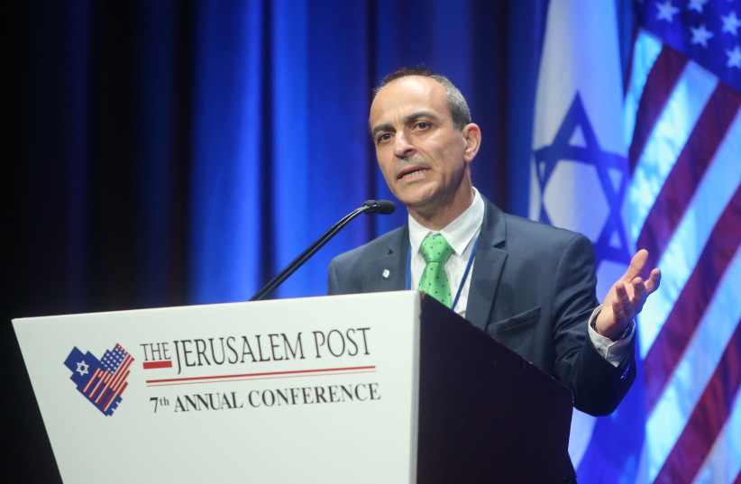 Prof. Ronni Gamzu, the CEO of Tel Aviv’s Sourasky Medical Center speaks at the 7th Annual Jerusalem Post Conference in New York on April 29th, 2018. (photo credit: MARC ISRAEL SELLEM/THE JERUSALEM POST)
