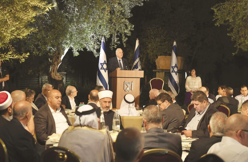 PRESIDENT REUVEN Rivlin addresses his Iftar dinner guests on May 30th, 2018. (photo credit: Mark Neiman/GPO)