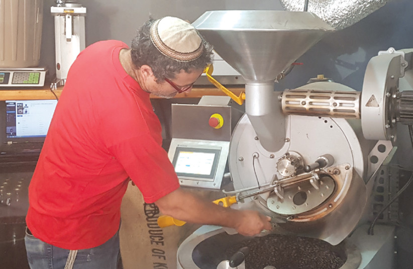 Roasting coffee beans at the Power Coffeeworks in Jerusalem (photo credit: STEVE LINDE)