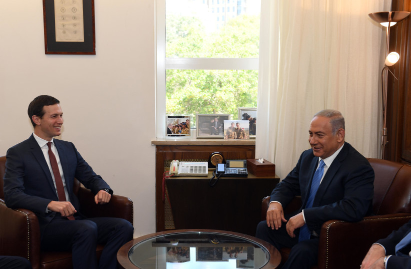 Jared Kushner and Prime Minister Benjamin Netanyahu during a meeting in Jerusalem June 22 2018  (photo credit: GPO)