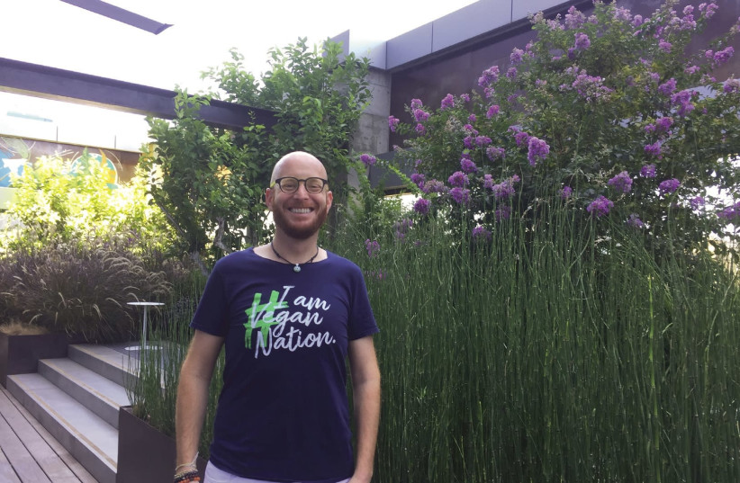 CEO AND VeganCoin founder Isaac Thomas at the shared working space in Tel Aviv. (photo credit: TAMARA ZIEVE)