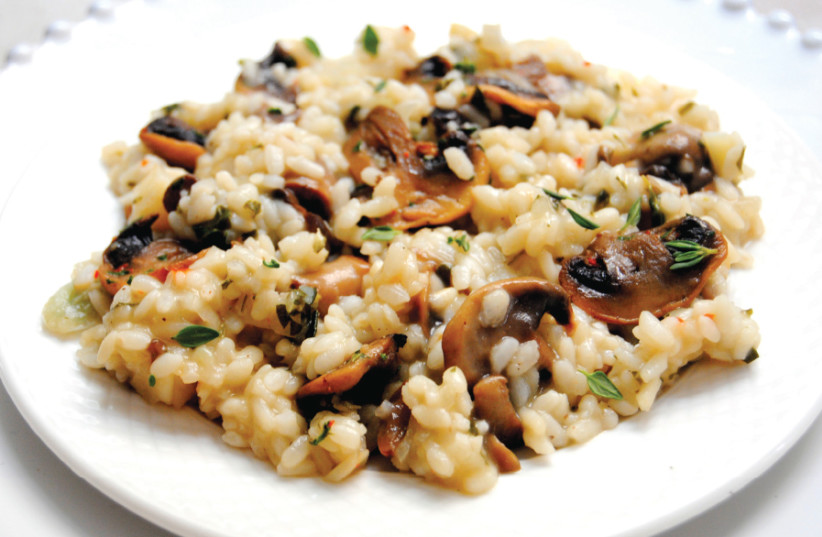Mushroom risotto with garlic and thyme (photo credit: PASCALE PEREZ-RUBIN)