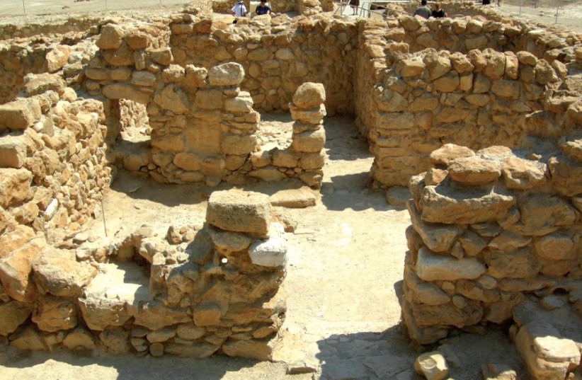 Remains of part of the main building at Qumran, where some scholars believe the Essenes lived (photo credit: Wikimedia Commons)