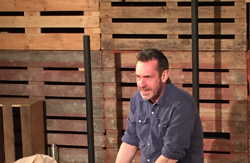 Paul Mason answers question about his play Divine Chaos of Starry Things at a session after the show on Sunday 7th of May 2017 at White Bear Theatre, Kennington, London. (photo credit: WIKIMEDIA COMMONS / YELLOWFRATELLO)