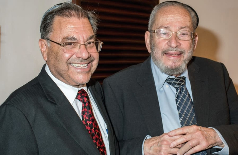 RABBI SHLOMO RISKIN (left) and Rabbi Chaim Brovender (photo credit: MEIR ZAROVSKY)