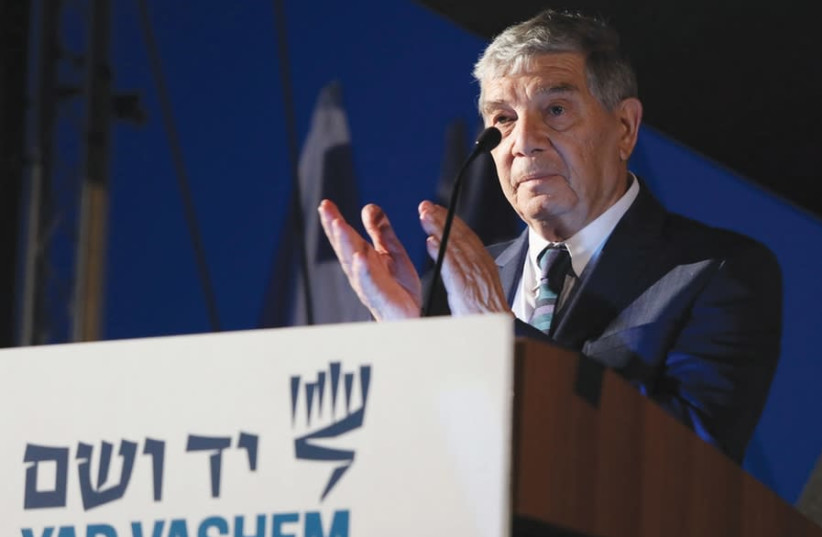 YAD VASHEM Chairman Avner Shalev greets the Generation to Generation: Israel at 70 Mission at Yad Vashem, the World Holocaust Remembrance Center (photo credit: COURTESY YAD VASHEM)