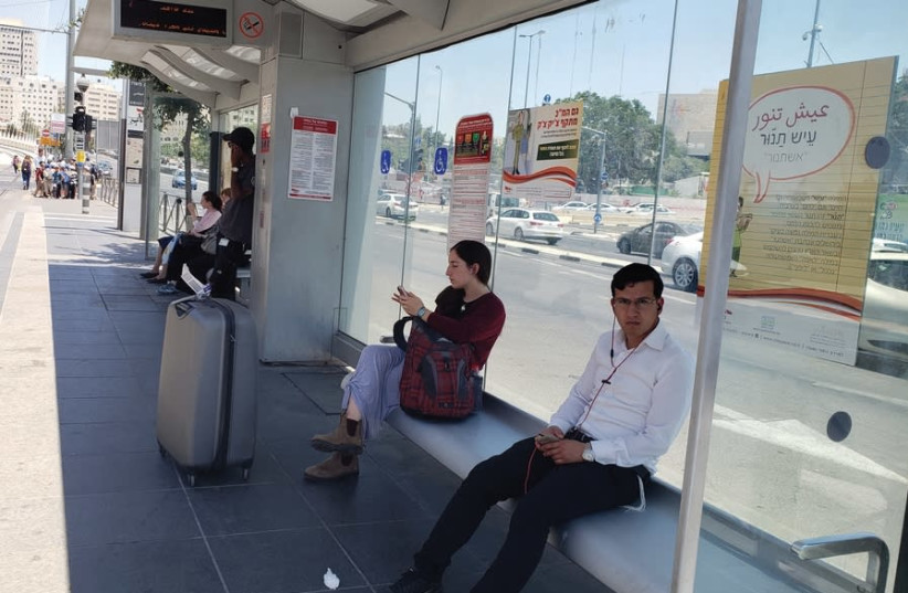 DURING THE first week of July 2018 CityPass in Jerusalem has put up posters at each light rail station introducing an Arabic word with its translation in Hebrew just below (photo credit: OREN OPPENHEIM)