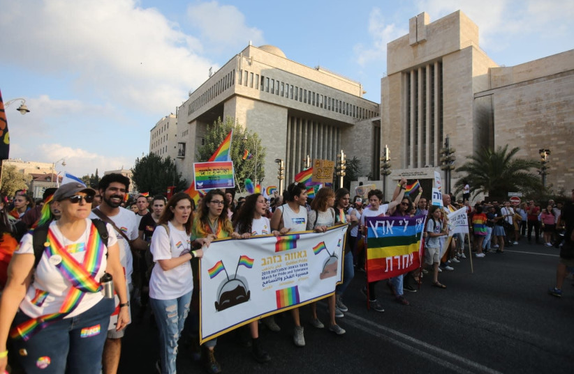 Jerusalem pride parade, 2 August 2018. (photo credit: MARC ISRAEL SELLEM)