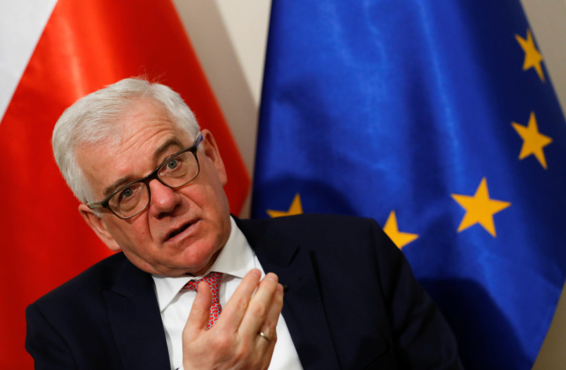 Poland's Foreign Minister Jacek Czaputowicz speaks during an interview in Warsaw, Poland, 2018 (photo credit: KACPER PEMPEL / REUTERS)