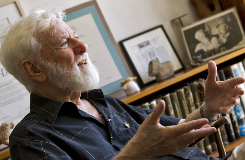 Uri Avnery, Israeli writer and founder of the Gush Shalom peace movement, speaks during a interview with AFP at his home in the coastal city of Tel Aviv on July 26, 2011 (photo credit: AFP PHOTO)