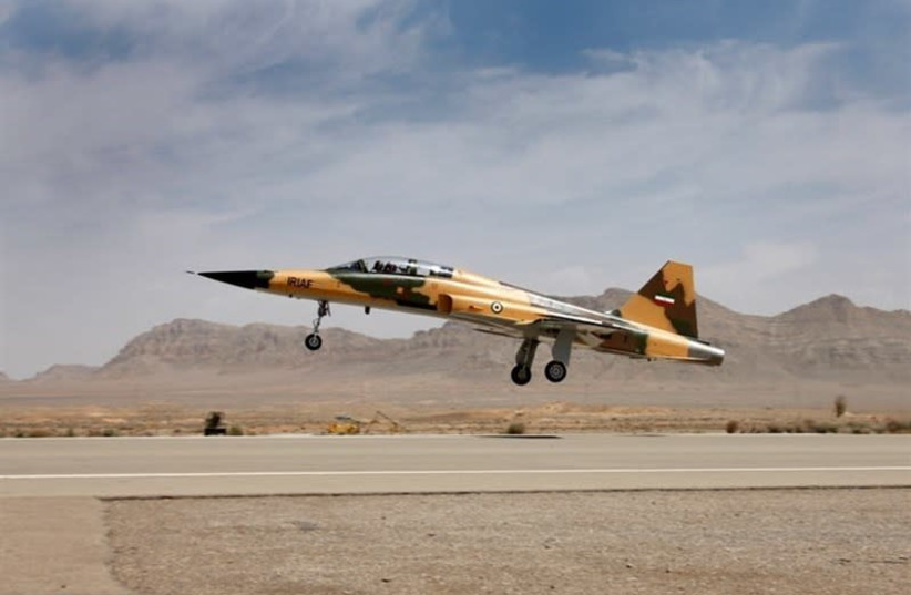 An Iranian fighter jet unveiled August 21, 2018 (photo credit: TASNIM NEWS AGENCY)