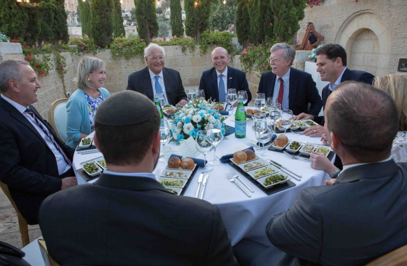 Historic working dinner for senior United States and Israeli officials was hosted in the City of David, archeological site of ancient Jerusalem, August 2018 (photo credit: AVI DODI)