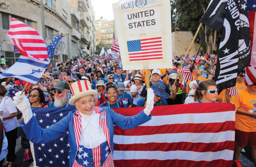 The American delegation participates in the Jerusalem March on September 27 (photo credit: MARC ISRAEL SELLEM)