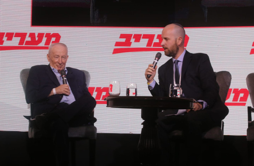 Former Attorney General Yehuda Weinstein interviewed by The Jerusalem Post Editor-in-Chief Yaakov Katz at the Maariv Leaders Conference (photo credit: MARC ISRAEL SELLEM)