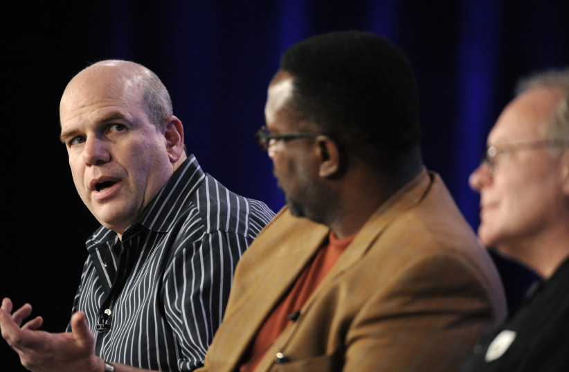 Creator and executive producer David Simon (L), cast member Wendell Pierce (C) and creator and executive producer Eric Overmyer (R) participate in a panel for HBO's series "Treme" during the HBO sessions of the Television Critics Association winter press tour in Pasadena, California January 14, 2010 (photo credit: REUTERS/PHIL MCCARTEN)