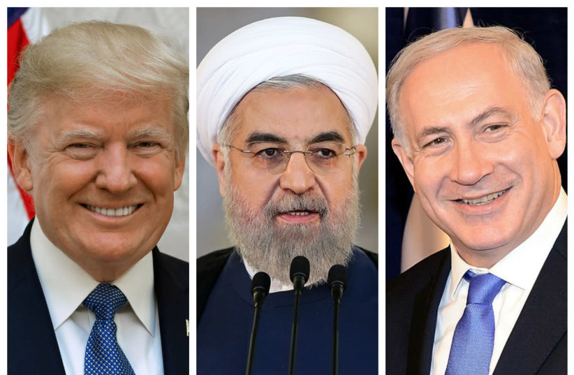 United States President Donald Trump (L), Iranian President Hassan Rouhani (C), and Israeli Prime Minister Benjamin Netanyahu (R) (photo credit: WHITE HOUSE/TASNIM NEWS AGENCY/U.S. STATE DEPARTMENT)