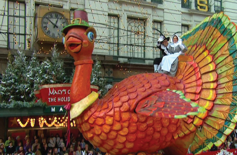TOM THE Turkey floats by Macy’s during New York City’s annual Thanksgiving Day Parade, spreading holiday cheer. (photo credit: AARON OF NEPA/FLICKR)