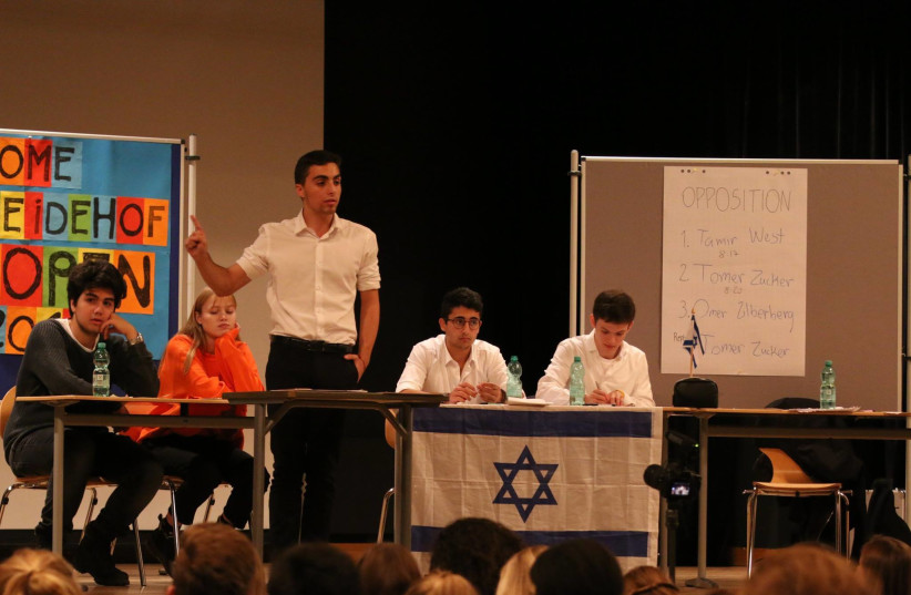 The Israeli high school debate team in the European championships, who came out in first, 2018. (photo credit: NICOLE CHAN/LEARNING LEADERS)