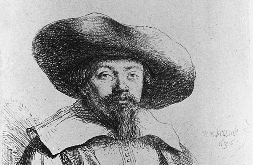 AN ETCHING of Menasseh ben Israel made by Rembrandt in 1636 (photo credit: Wikimedia Commons)