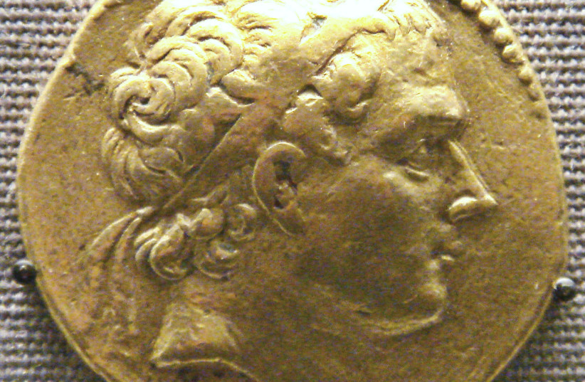 ANTIOCHUS III is glorified on a coin, British Museum (photo credit: Wikimedia Commons)