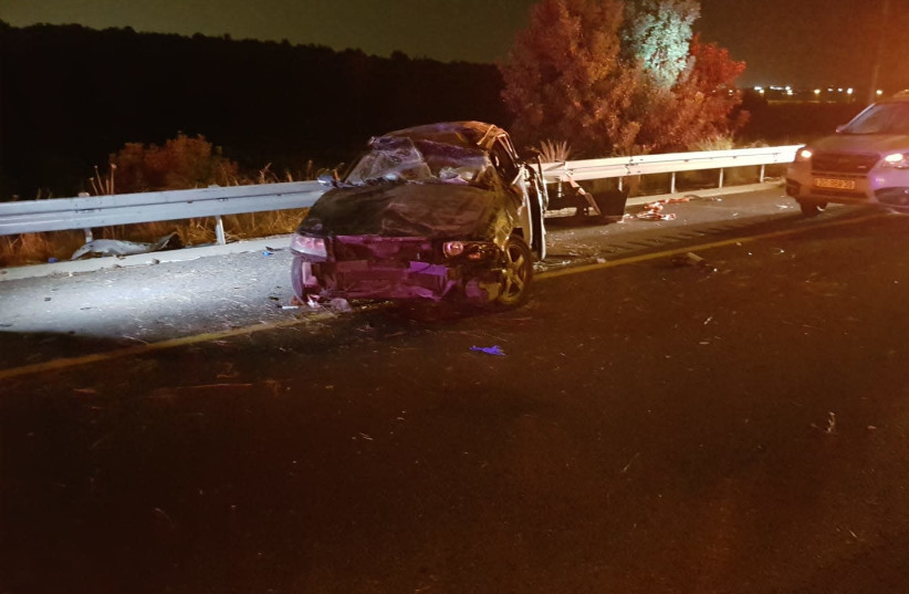 Highway 6 car crash, December 7, 2018 (photo credit: MAGEN DAVID ADOM)