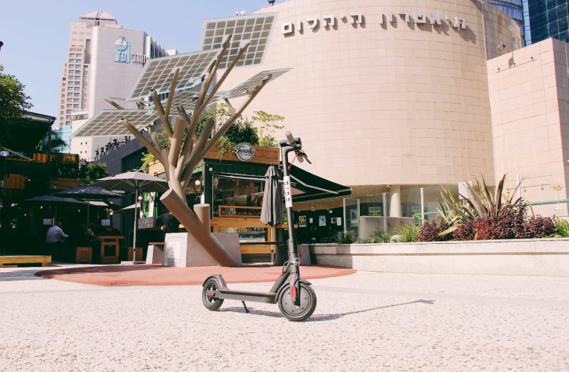 A Bird electric scooter in Tel Aviv. (photo credit: BIRD)