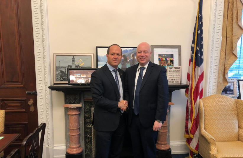Nir Barkan meets with Jason Greenblatt and other American officials to discuss settlement boycotts.  (photo credit: Courtesy)
