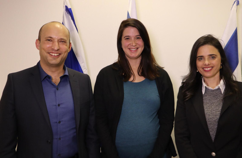 Naftali Bennett, Shirley Pinto and Ayelet Shaked (left to right) (photo credit: NEW RIGHT)