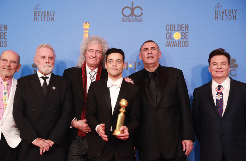 ‘BOHEMIAN RHAPSODY’ winners backstage at the 76th Annual Golden Globes at the Beverly Hilton Hotel in Beverly Hills, Calif., on Sunday, Jan. 6, 2019. (photo credit: ALLEN J. SCHABEN/LOS ANGELES TIMES/TNS)