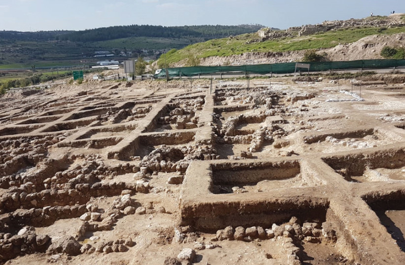 Archeological squares of the excavation of residential buildings of the city during peace time. (photo credit: ADI MALKA)